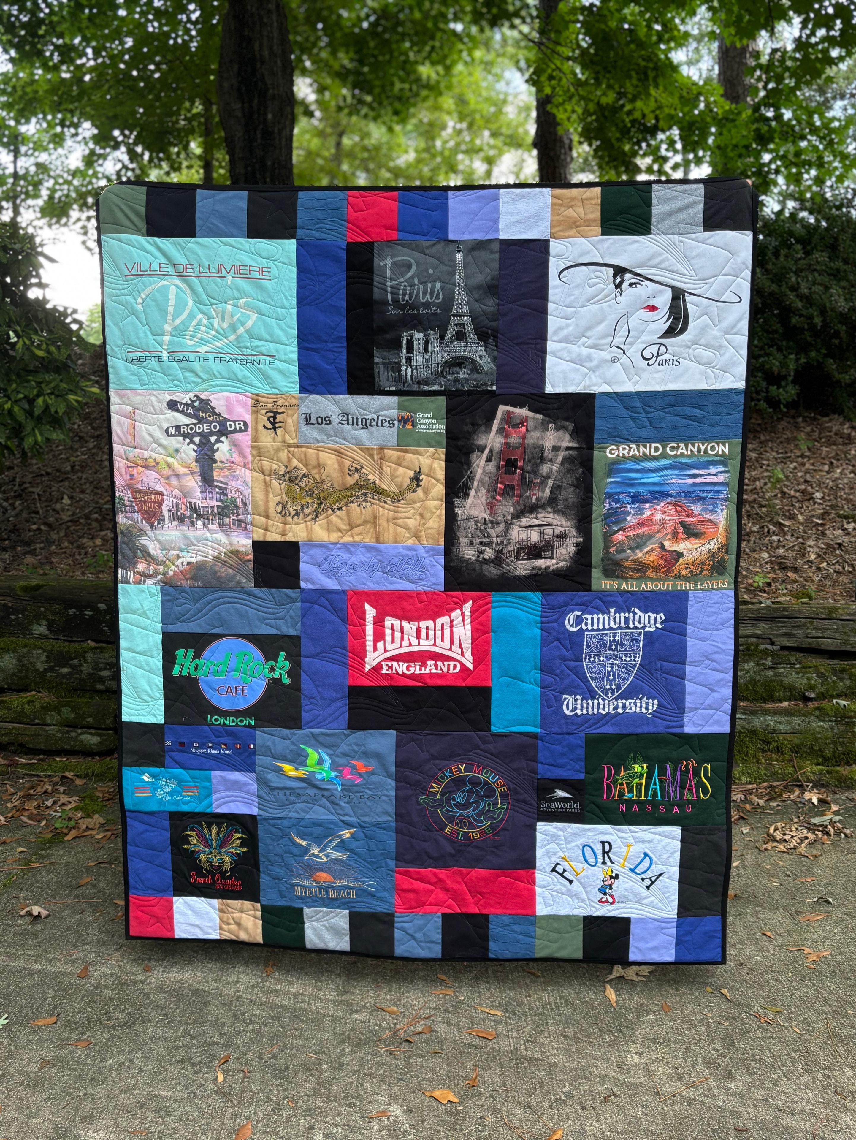 Handmade quilt folded